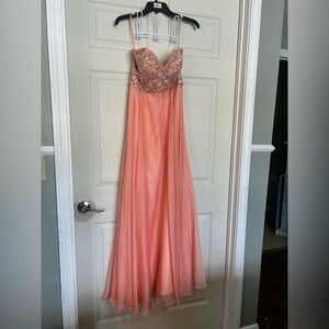 Nina Canacci Coral Beaded Strapless Gown